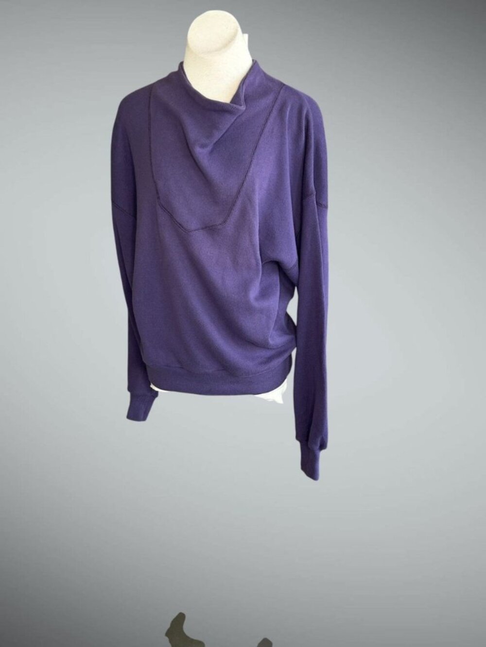 Walking Man Michael Cronan Unisex Oversized Purple Cotton Draped Front Sweater